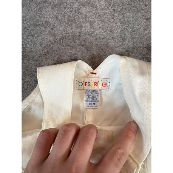 VINTAGE 90s Offspring Mini Monster Overalls Shirt Set Toddler 18M White Blue NWT - Picture 7 of 8